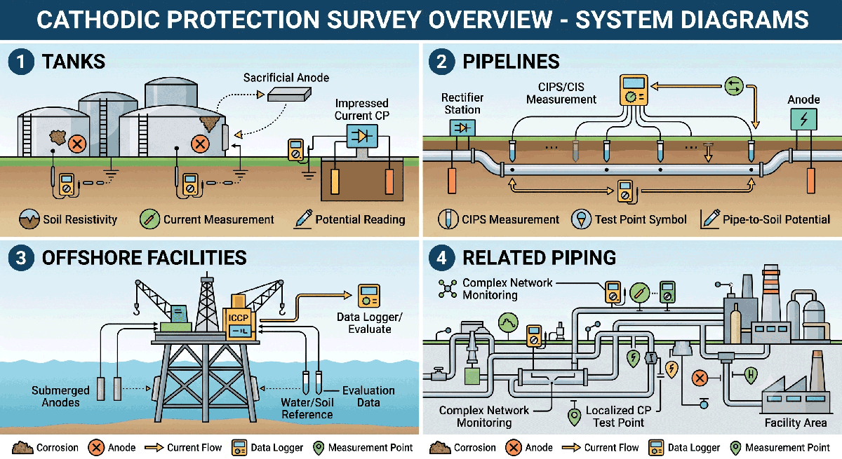 Cathodic Protection Surveys for Tanks, Pipelines, and Offshore Structures